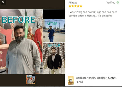 Weight Loss Solution ( 1 Month Plan )
